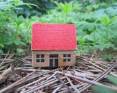 Vintage Blocks Putz Toy House with Red Roof East Germany