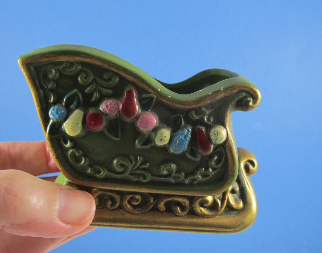 Sleigh Candle Holders Green Ceramic Vintage Napcoware Christmas Décor Etsy