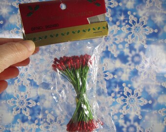 Vintage Red Pip Berries Craft Supplies "Ben Franklin" Stores NOS