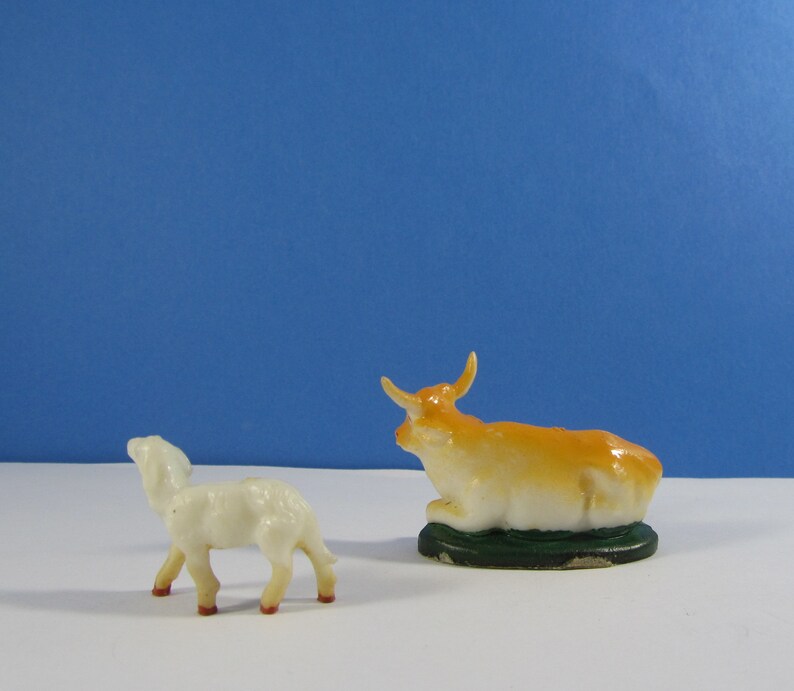 Vintage Nativity Animals Cow & Sheep Replacement Figures Etsy