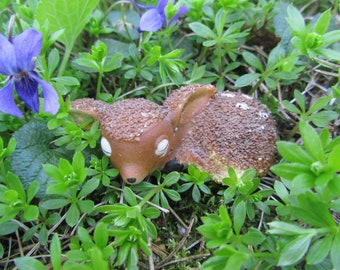 Vintage Sugar Coated Fawn Figurine Brown Spotted Deer Made in Japan