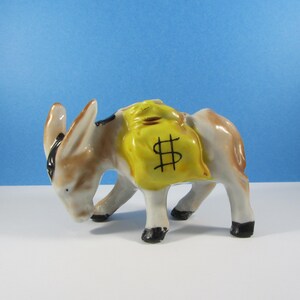 Vintage Donkey with Yellow Money Bags Ceramic Planter Figurine Made in Japan