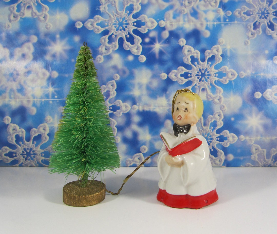 Vintage Christmas Bell Choir Boy Figurine damaged Porcelain Etsy