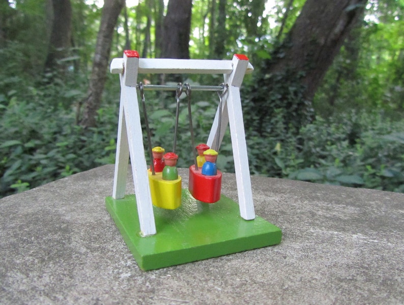 Vintage Boat Swing Ride Erzgebirge Toy Wooden Miniatures