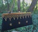 Vintage Black Clutch Evening Bag Red Green Details and Gold Soutache Trim 