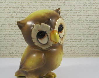 VINTAGE Josef Original Flocked Owl Figurines Set of 2 Adorable
