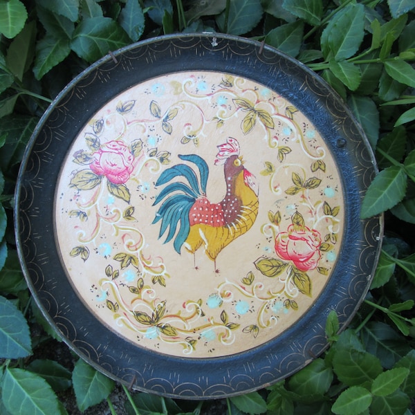 Vintage Rooster Plate Wall Hanging Mid Century Barware Tray Isco Japan
