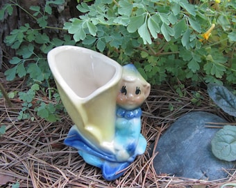 Vintage Pixie Elf Vase Whimsical Shawnee Container Woodland Ceramic Decor
