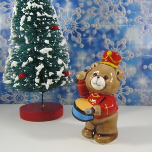 Teddy Bear Drummer Figurine Vintage Marching Band Ceramic Animal Collectible