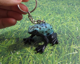 Blue Poison Dart Frog Keychain 90s Novelty Plastic Figure