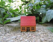 Red Roof House Vintage Wood Block Putz Village Building Germany
