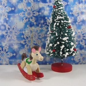 Rocking Horse Ornament Whimsical Painted Wood Christmas Decoration