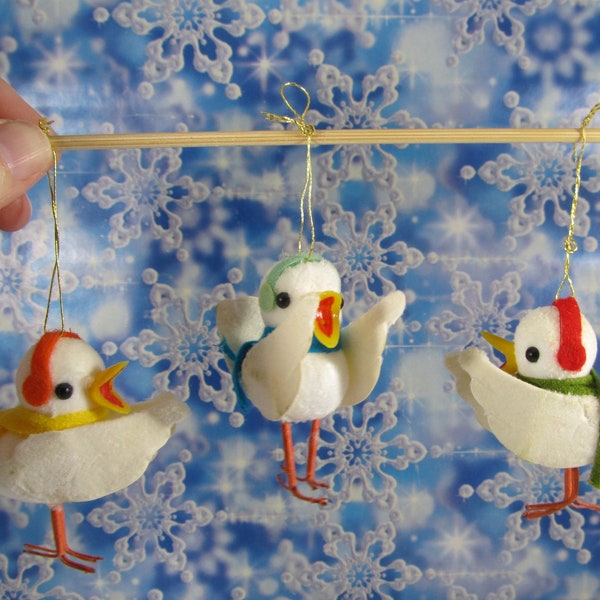 Vintage Bird with Scarf & Earmuffs Ornament "Pick 1" Whimsical Christmas Decoration