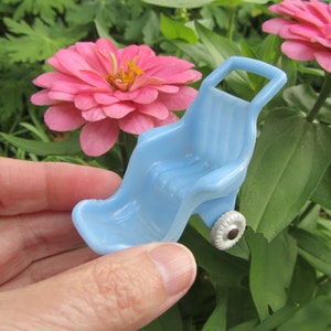 Blue Dollhouse Stroller Miniature Cake Topper or Plastic Decoration