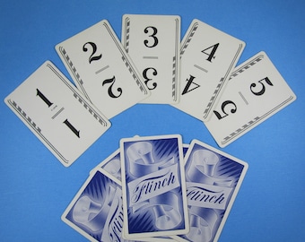 Vintage Flinch Game Cards Numbers 1-15 Blue Ribbon Design