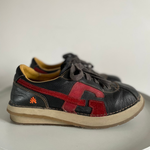 ART COMPANY PLATFORM Shoes / Booties /Original 90's Vintage Rare Chunky Clubkid / Industrial Rave Berlin Leather Techno Eur38 UK5 US7