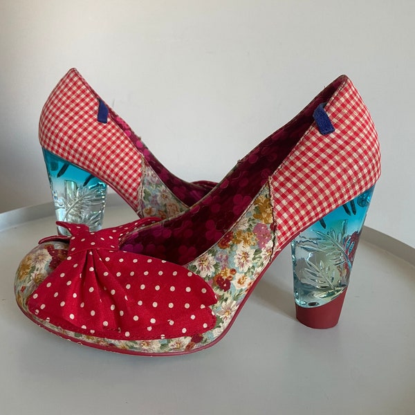 Irregular Choice Heels in Red Clear Heels US7.5 Eur39 UK6