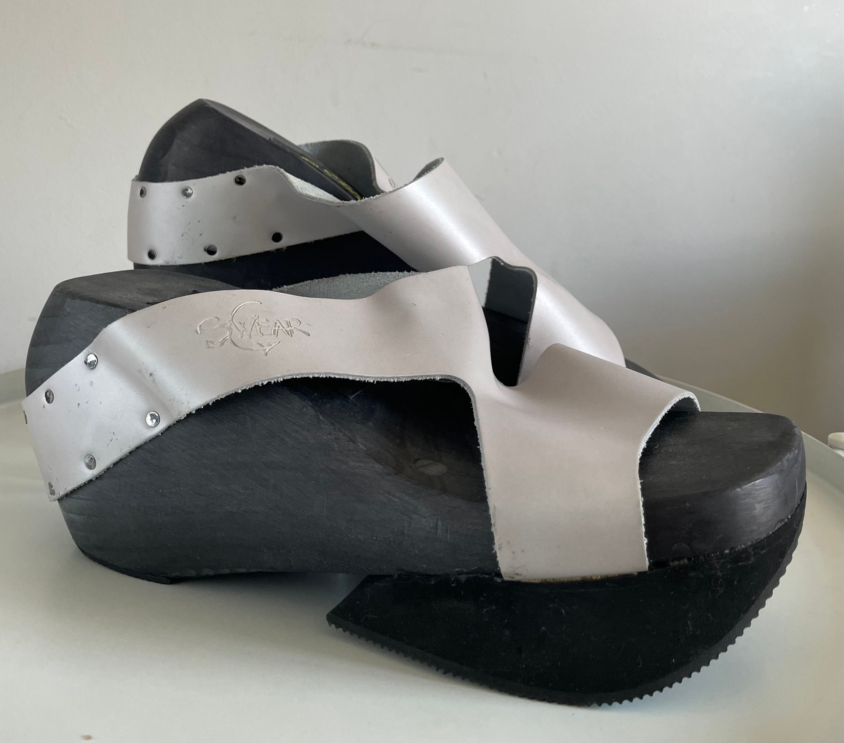 90s Swear Clogs Sandals Rave Leather Platform Sandals Mules Clogs Super ...