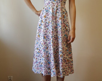 Vintage Flower Strappy Dress Colorfull Dress