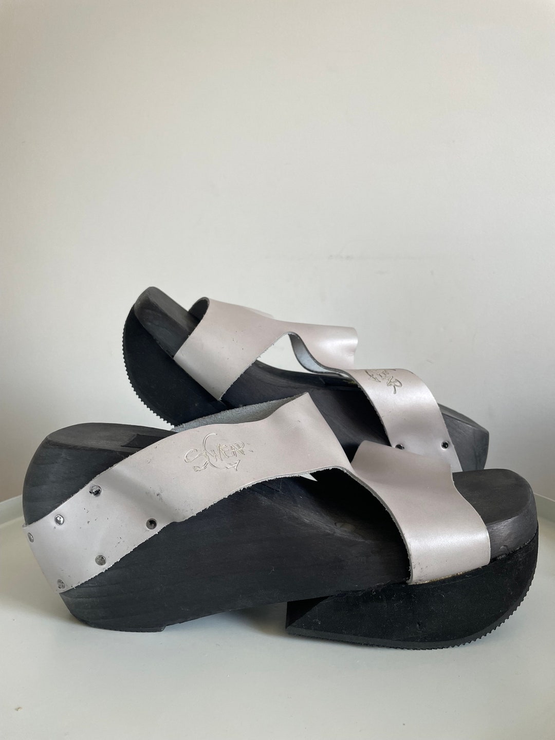 90s Swear Clogs Sandals Rave Leather Platform Sandals Mules Clogs Super ...