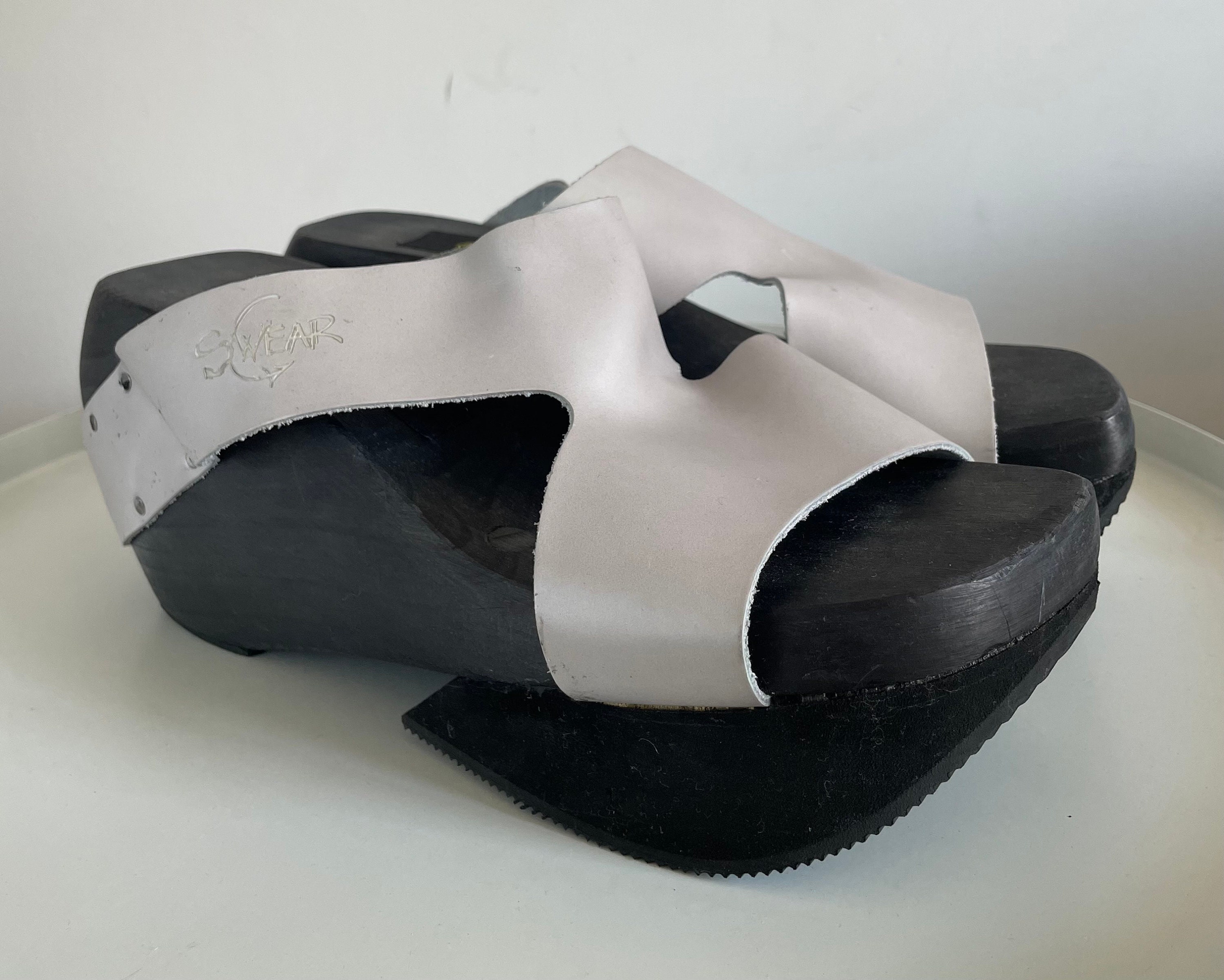 90s Swear Clogs Sandals Rave Leather Platform Sandals Mules Clogs Super ...