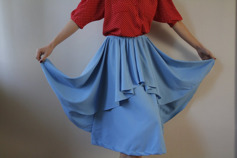 Real Vintage Blue Midi Skirt With Frills Hand Sewn - Etsy