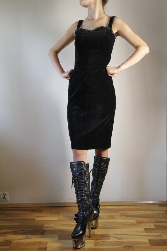 Gothic Black Velvet Dress