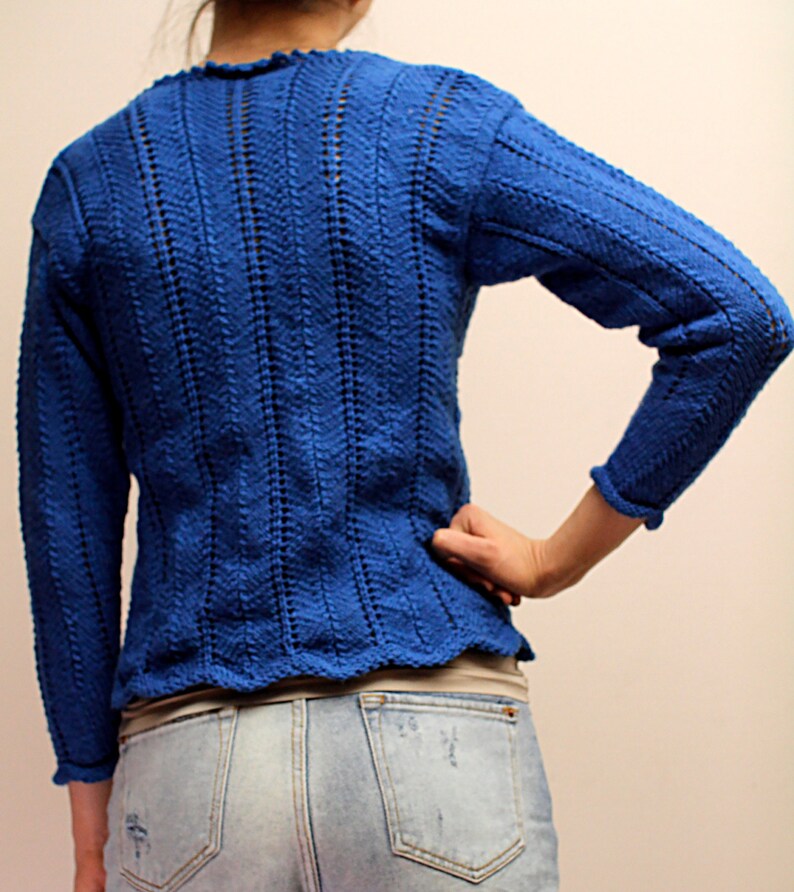 Vintage Blue Crochet Sweater With Bow Hand Made Crochet Eu36 - Etsy