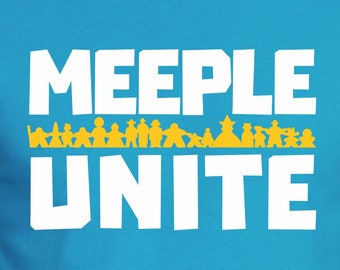 MEEPLE UNITE Mens/Unisex T-shirt | shirts for board game geeks, strategy tabletop gamers, meeples unity geeky gamer gift ideas tabletop game