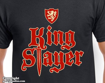 King Slayer Men's/Unisex T-shirt | inspired by the books and TV show | great for board game geeks, strategy tabletop and RPG gamers
