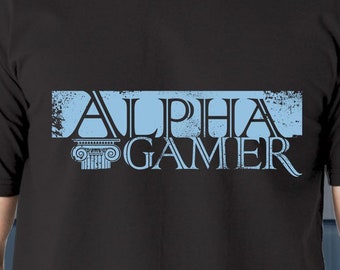 Alpha Gamer Men's/Unisex T-shirt | black tshirt for cooperative board gamers, video and digital gamers & fans of tabletop role playing games