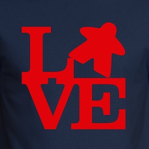 LOVE (Meeple) Mens/Unisex Tshirt | T-shirt for Board Game Geeks and Tabletop Gamers | Meeple and BoardGaming Tees | Play Board Games T-shirt