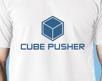 Cube Pusher Men's/Unisex White T-shirt | for board game geeks, tabletop gamers, and fans or Euros & Euro gaming | cube pusher t-shirts