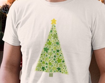 Meeple Christmas Holiday Tree Men's/Unisex T-shirts | for board game geeks and tabletop gamers | xmas party gaming shirts game night