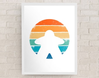 Retro Meeple Poster | Board Game Room Art