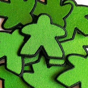 Parches Meeple / Parche Meeple de hierro para fanáticos de los juegos de mesa y geeks / Insignias de hierro en Meeple / Parches de jugador meeples / Geeky Goodies Green