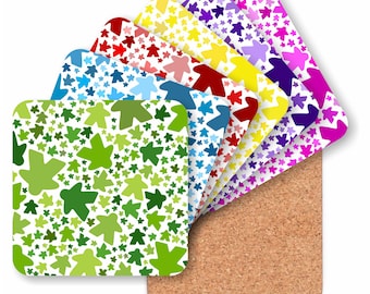 Meeple Pattern Drink Coasters – Board Game Room Decor