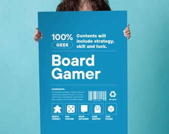 Anatomy of a Board Gamer Posters | game room artwork print strategy gamers printed art frame-ready home decor board gamers meeple poster