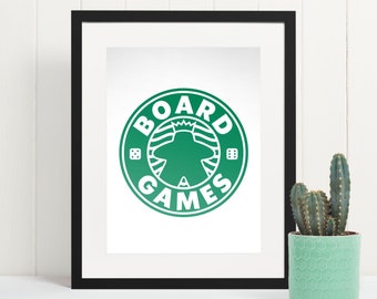 Board Game Grande Poster | Meeple Coffee Art for Game Room