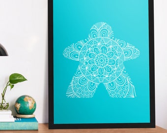 Mandala Meeple Poster | Game Room Art Print