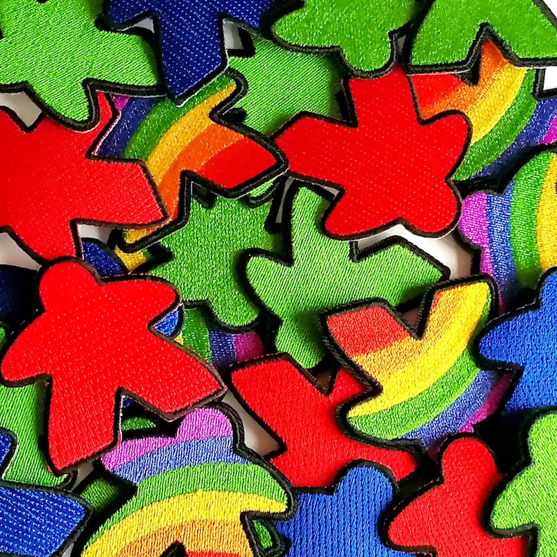 Meeple Patches Iron-on Meeple Patch for board game fans and geeks Iron on Meeple Badges meeples Player Patches Geeky Goodies image 9