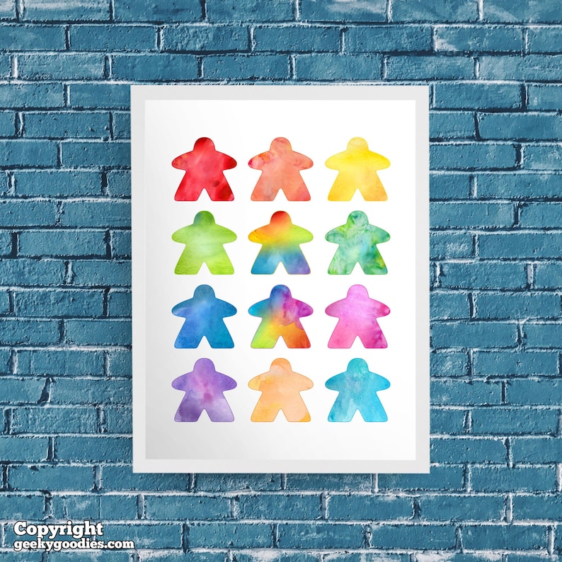 The Watercolor Meeple Poster - 12 Meeple Version | Tabletop and ...