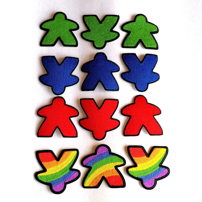 Meeple Patches Iron-on Meeple Patch for board game fans and geeks Iron on Meeple Badges meeples Player Patches Geeky Goodies image 5