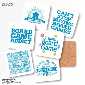 Geeky Goodies Board Game Drink Coasters - Available in a Set of 4 or a Set of 6 Coasters | board game coaster for game room decor gifts