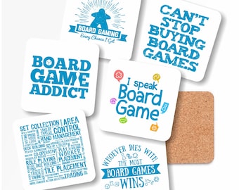 Geeky Goodies Board Game Drink Coasters - Available in a Set of 4 or a Set of 6 Coasters | board game coaster for game room decor gifts