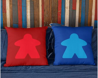 Meeple Pillow (2-Colour) Spun Polyester Square Throw Pillows | board game home decor boardgame meeples gifts indoor decorative pillows