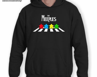 The Meeples of Abbey Road Hoodie | Hoodies for Board Game Geeks and Tabletop Gamers | Meeple and BoardGaming Geek Sweaters | The Meeples