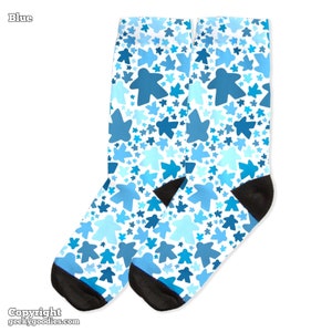 Meeple Pattern Socks | Meeple Socks | Unisex Meeples Pattern Unisize Crew Socks | Socks for Board Game, Strategy and Tabletop Gaming Geeks