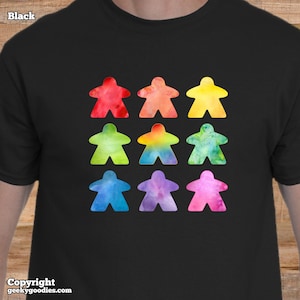 The Watercolor Meeple Men's / Unisex T-shirts | meeple shirts for board game and tabletop game geeks watercolour meeples boardgame tee shirt