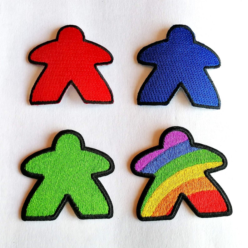 Meeple Patches Iron-on Meeple Patch for board game fans and geeks Iron on Meeple Badges meeples Player Patches Geeky Goodies image 4